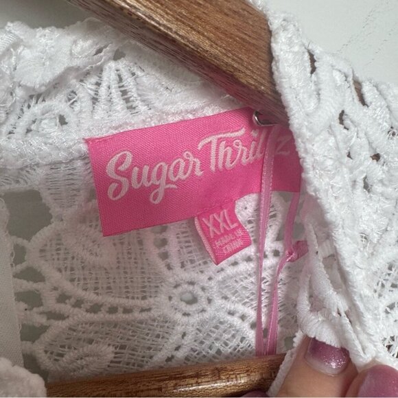 NWT SUGAR THRILLZ GROOVY KIND MINI DRESS crochet fairy hippy festival XXL - Picture 4 of 6